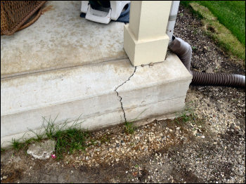 Concrete Landing, Cracked Corner, Before Repair Photo 1