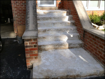 Damaged Concrete Stairs with Old Tiles Removed, But Before Restoration