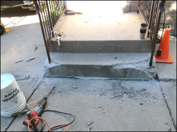 Concrete Steps to a Home, Before Repair with Debris